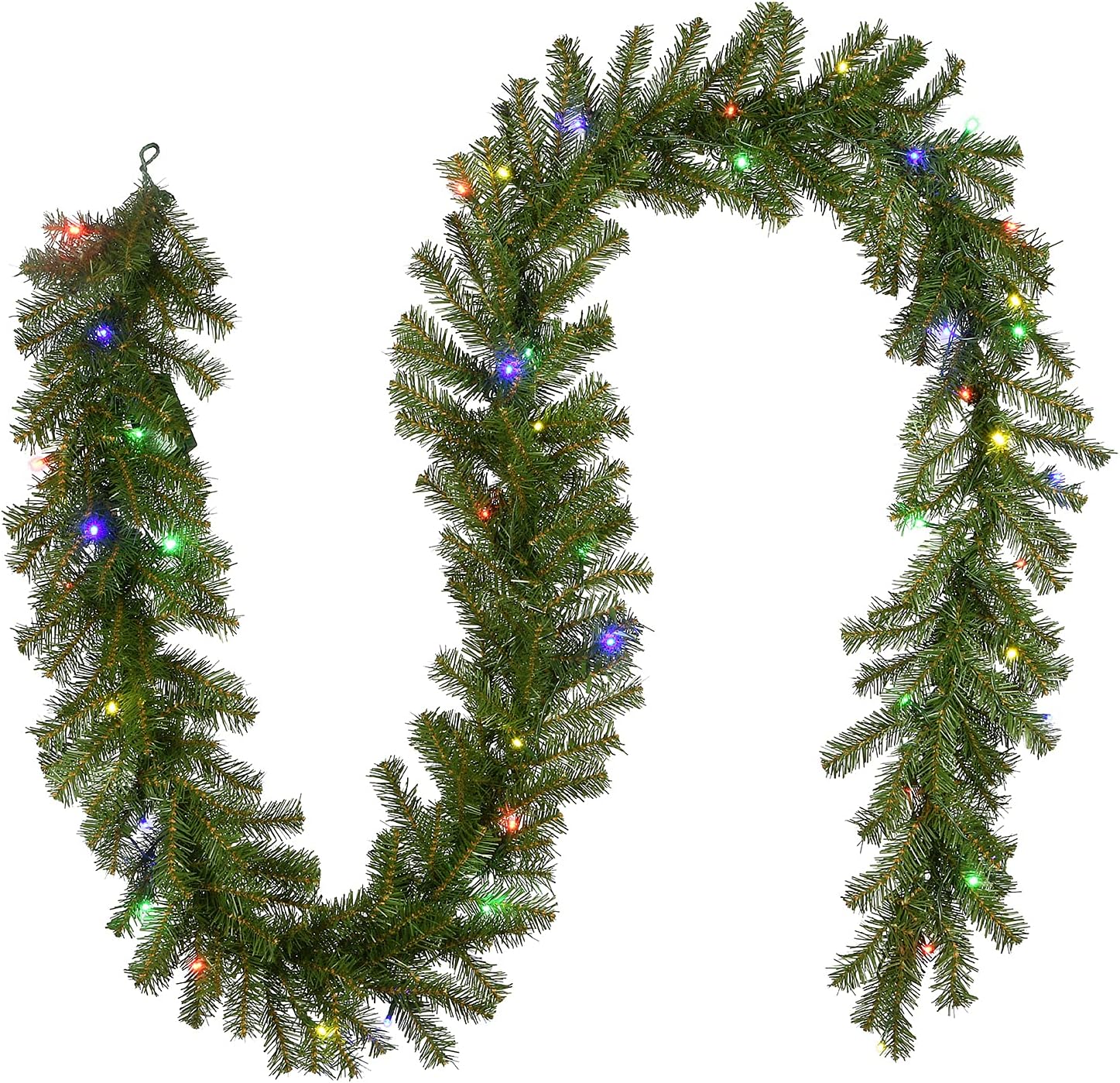 National Tree Company Pre-Lit Artificial Christmas Garland, Green, Evergreen, Multicolor Lights, Battery Operated, Christmas Collection, 9 Feet