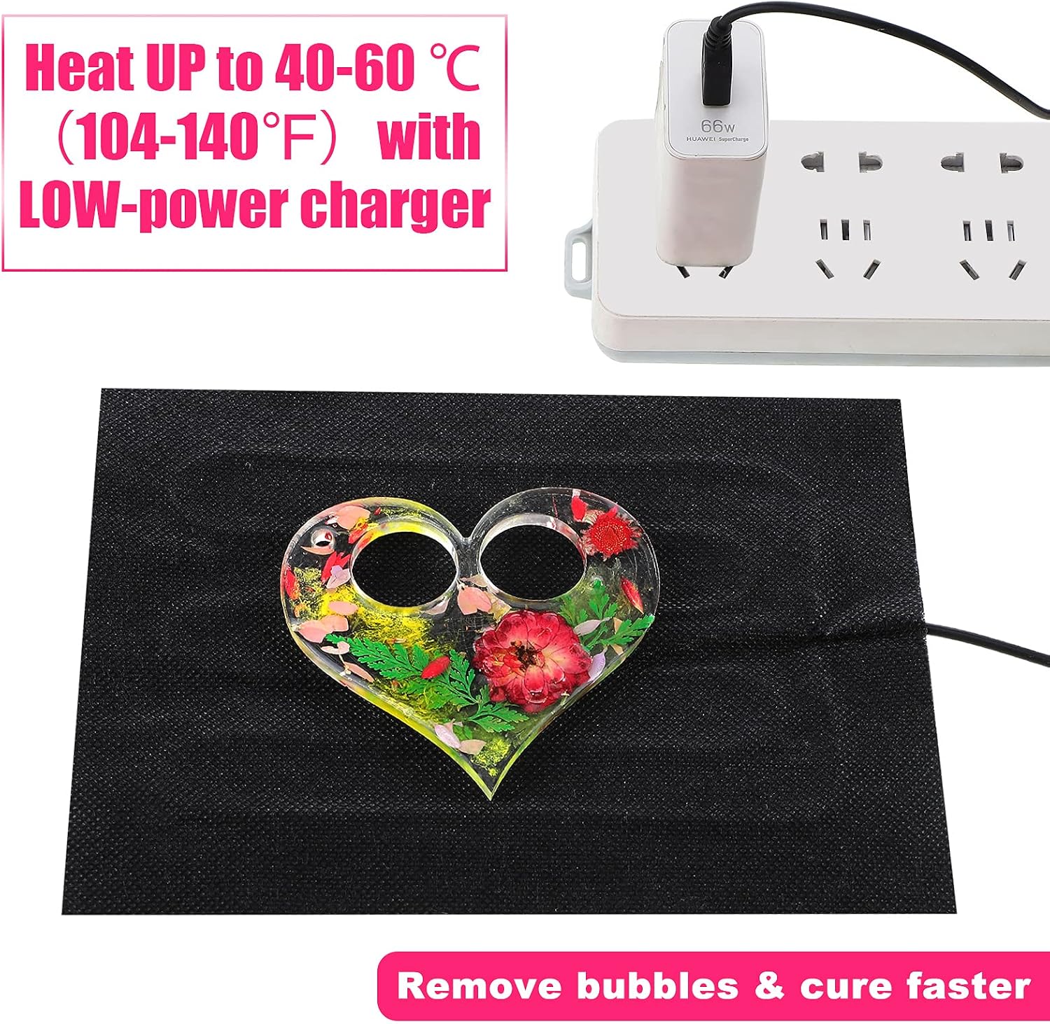 4 Pieces Epoxy Resin Stirrer Handheld and Silicone Mats, Heating Mat with USB Interface