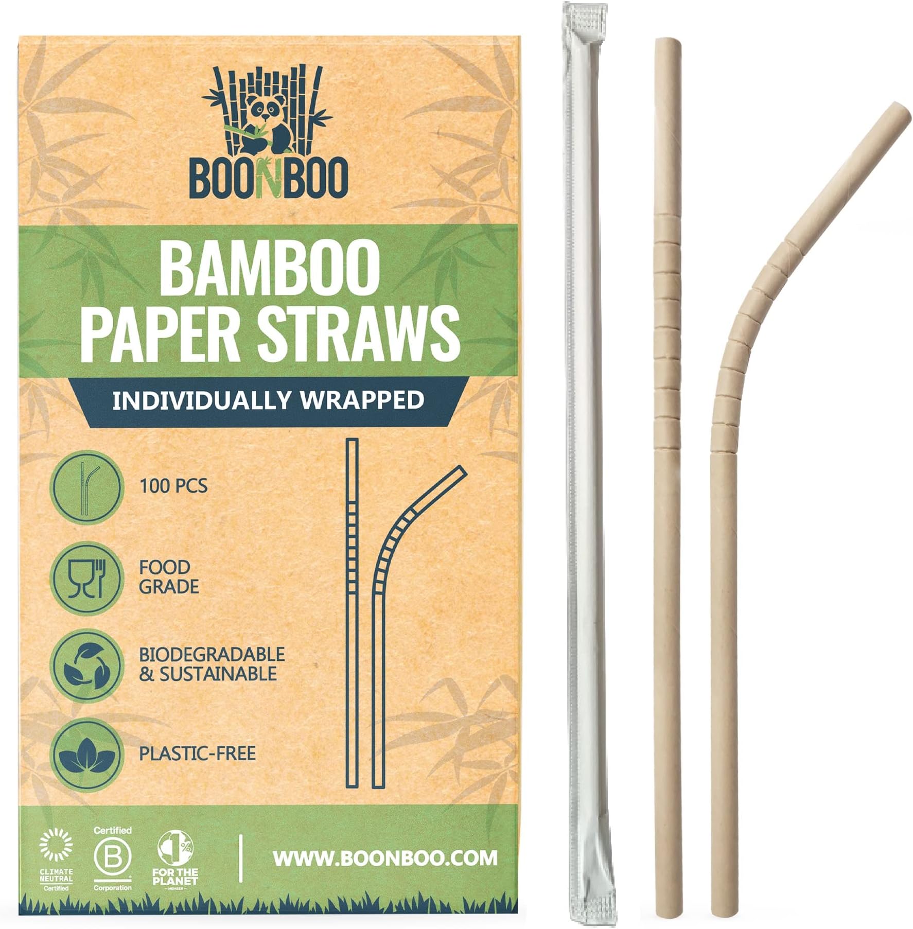 Naturalik 250 Pack Biodegradable Plant Based Straws 9" Long Straws 100