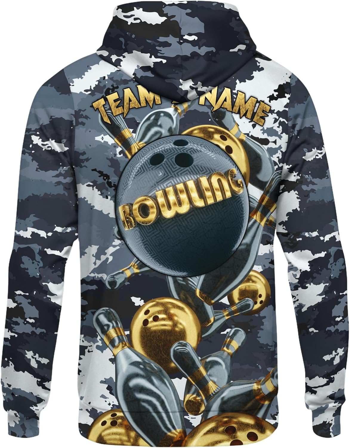 Unisex Bowling Pullover Hoodie Customized Bowling Gold Long Sleeve Shirt Bowler Print Bowling Team Clothes
