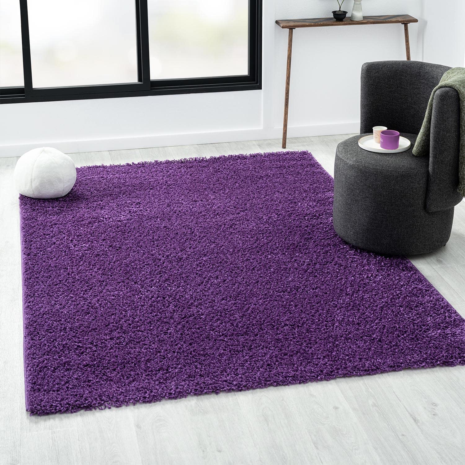 Vimoda Teppich Prime Shaggy Hochflor Langflor Einfarbig Modern Lila für Wohnzimmer – Bild 3