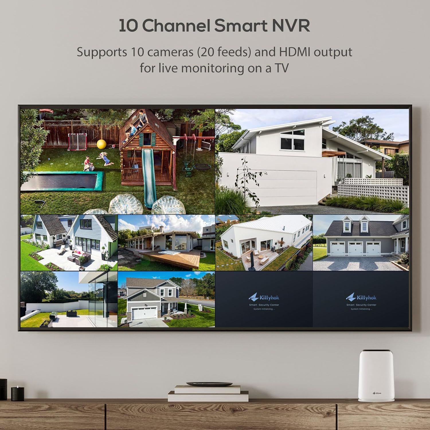 10CH WiFi 6 NVR for Kittyhok Wireless Security Camera System, 2.4/5GHz WiFi, Built-in Speaker, 24/7 Recording, Supports up to 6TB HDD (Not Included)