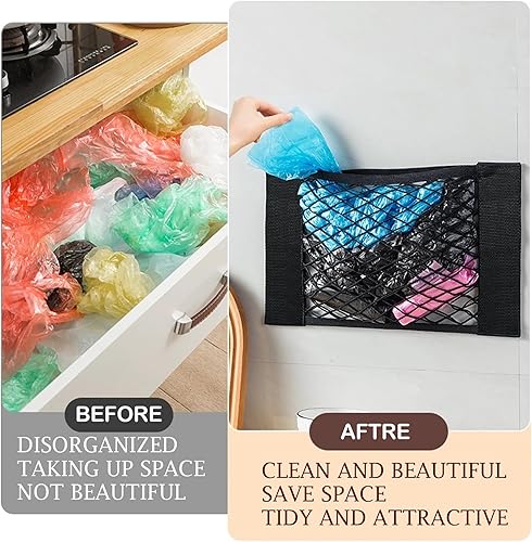 Miniatura 3 de Plastic Bag Holder Mesh Storage Net Grocery Bag Holder Organizer Dispenser for Aluminum Foil, Trash Bag, Garbage Bag, Plastic Wrap, Shopping Bag