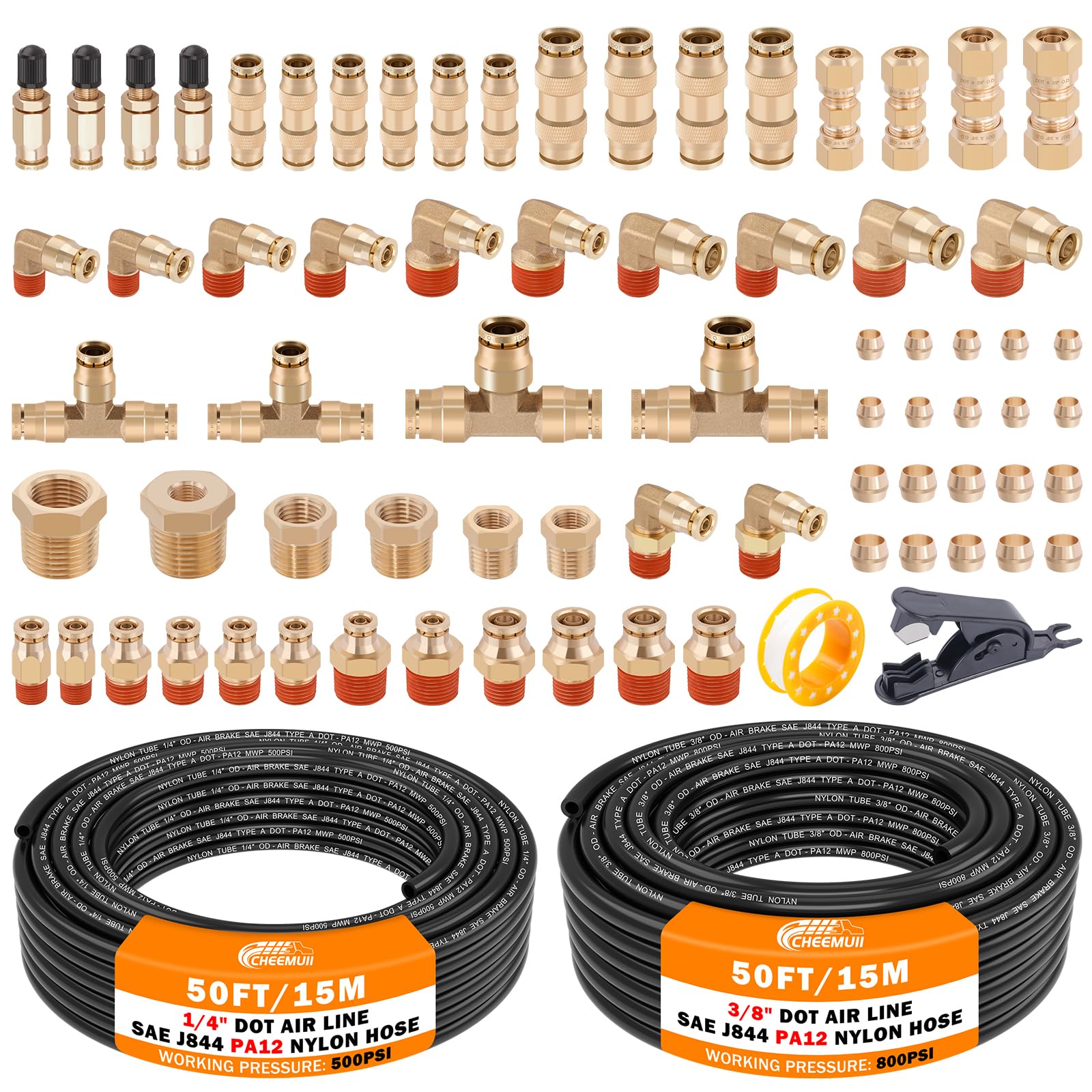 Raccords filetés NPT et kit de conduite d'air DOT en laiton CheeMuii