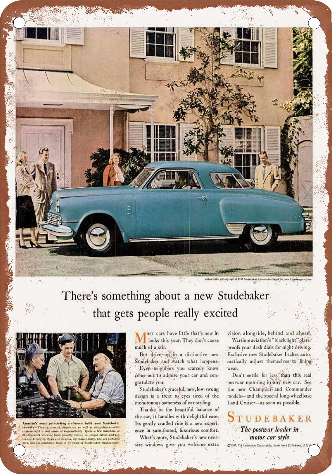 Miaomansenstore Metal Sign - 1947 Studebaker Vintage Ad 10 - Old Retro Rusty Look Home Decor