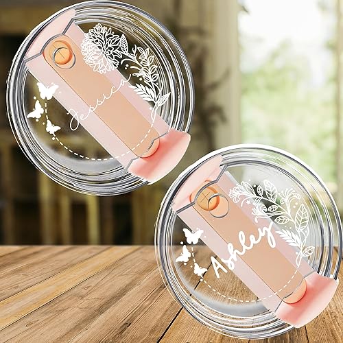 Miniatura 7 de Personalized Stanley Tumbler Name Plates, Flower Raised Lettering Stanley Cup Name Plate for Lid, Custom Acrylic Stanley Name Tag for Quencher H2.0