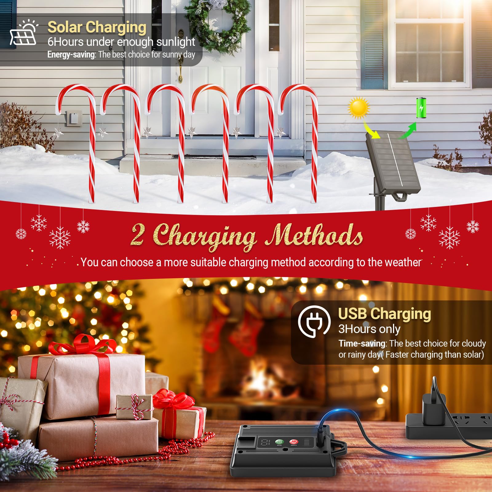 Solar Candy Cane Light | Kerst Candy Pathway Lights - IP65 Waterdichte Kerst Zonne Licht Tuin Decoraties Zonne-Snoep Riet Lichten voor Patio Tuin Gazon Vakantie Decor