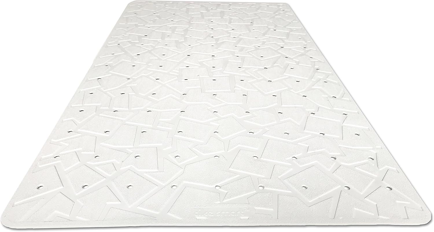 Prism Natural Rubber Non-Slip Bathtub & Shower Mat, 28”x16,” Drainage Holes, Non-Toxic, Safe, Machine-Washable, Superior Grip, Non-Slip Bath Mat, White (for Smooth/Non-Textured TUBS ONLY)