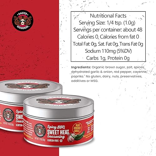 Miniatura 2 de Sauce Goddess BBQ Sweet Heat Spice Rub - Excelente condimento para barbacoa. Kosher, condimento para barbacoa sin gluten. Especia picante cargada de