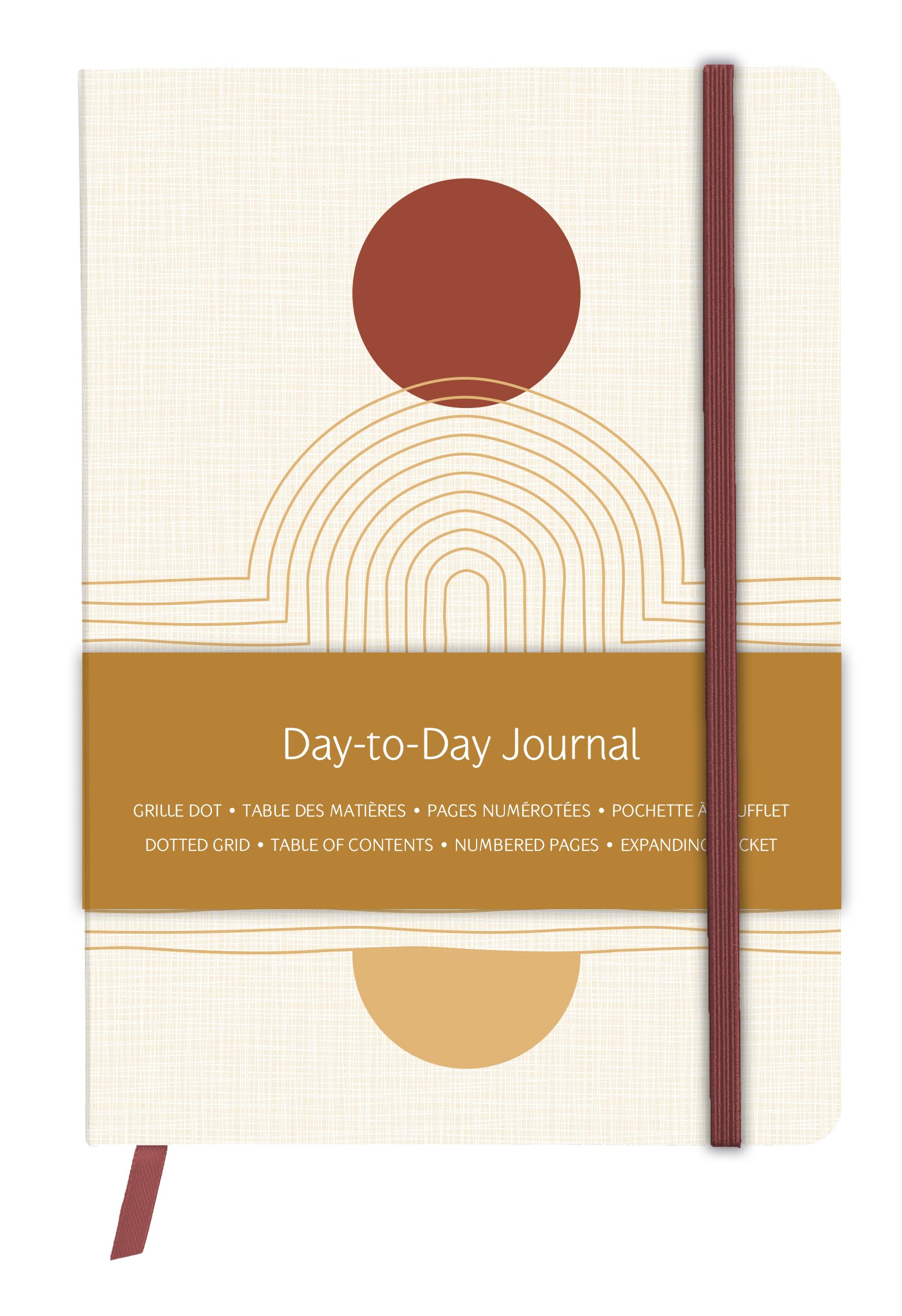 Clairefontaine 116079C - Day-to-Day Journal A5 14,8x21cm 192 Pages Dot Geometrical Warm Colours Pocket Bookmark Elastic Terracotta 2 visuals, random delivery