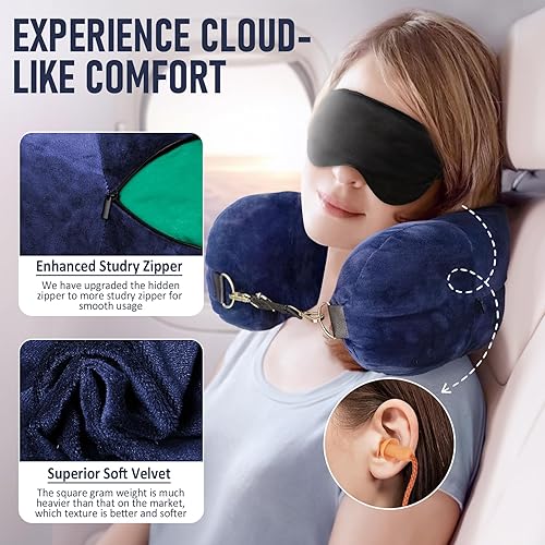 Miniatura 10 de EZ4UVOY Almohada de cuello de viaje rellena con ropa, almohada de cuello rellenable para viajes, bolsa de almacenamiento de almohada de viaje