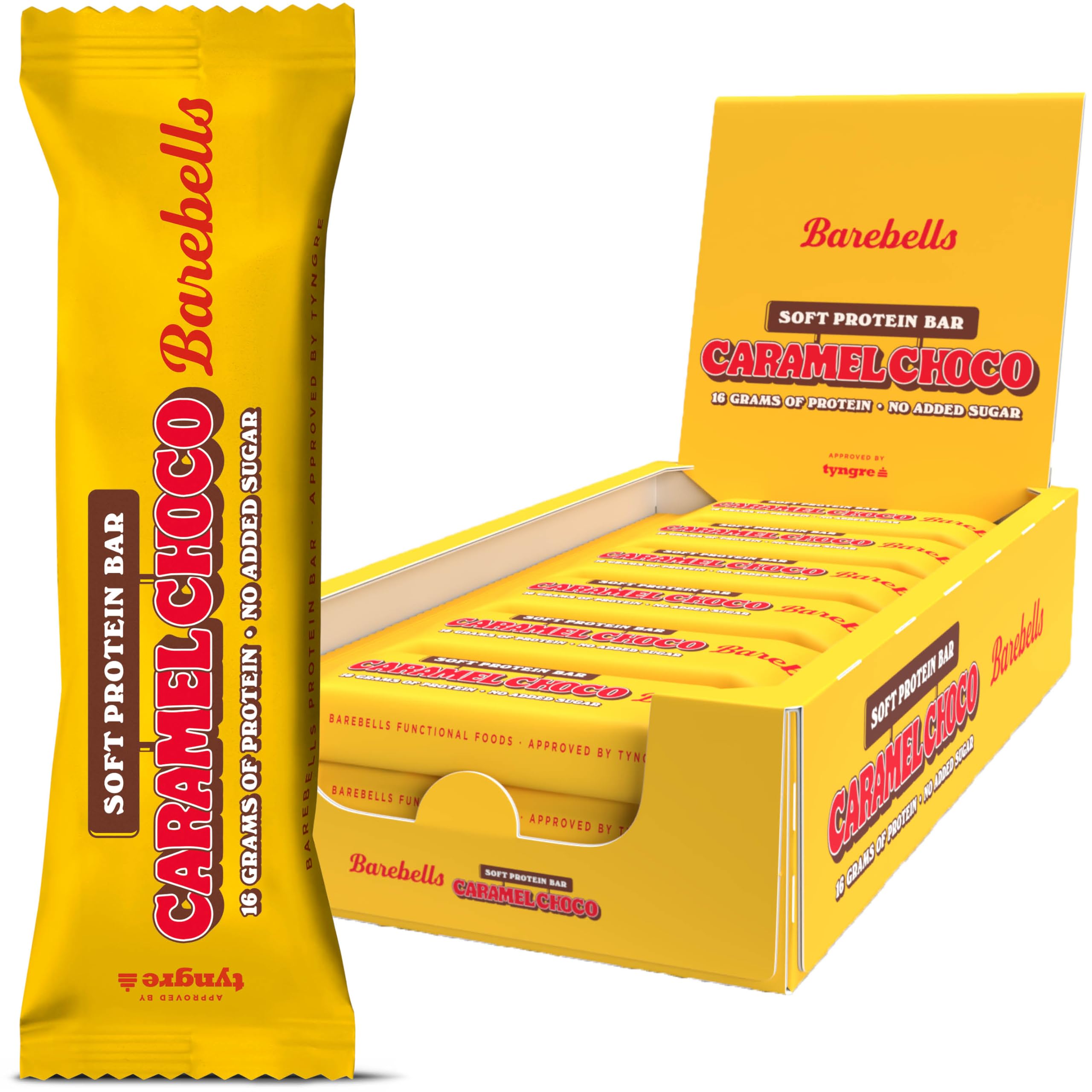 Barebells - Barritas Proteína - 16g Protein x Bar - Baja en azúcar y Calorías - Sin Aceite de Palma - Caramel Choco (12 Barritas x 55g)