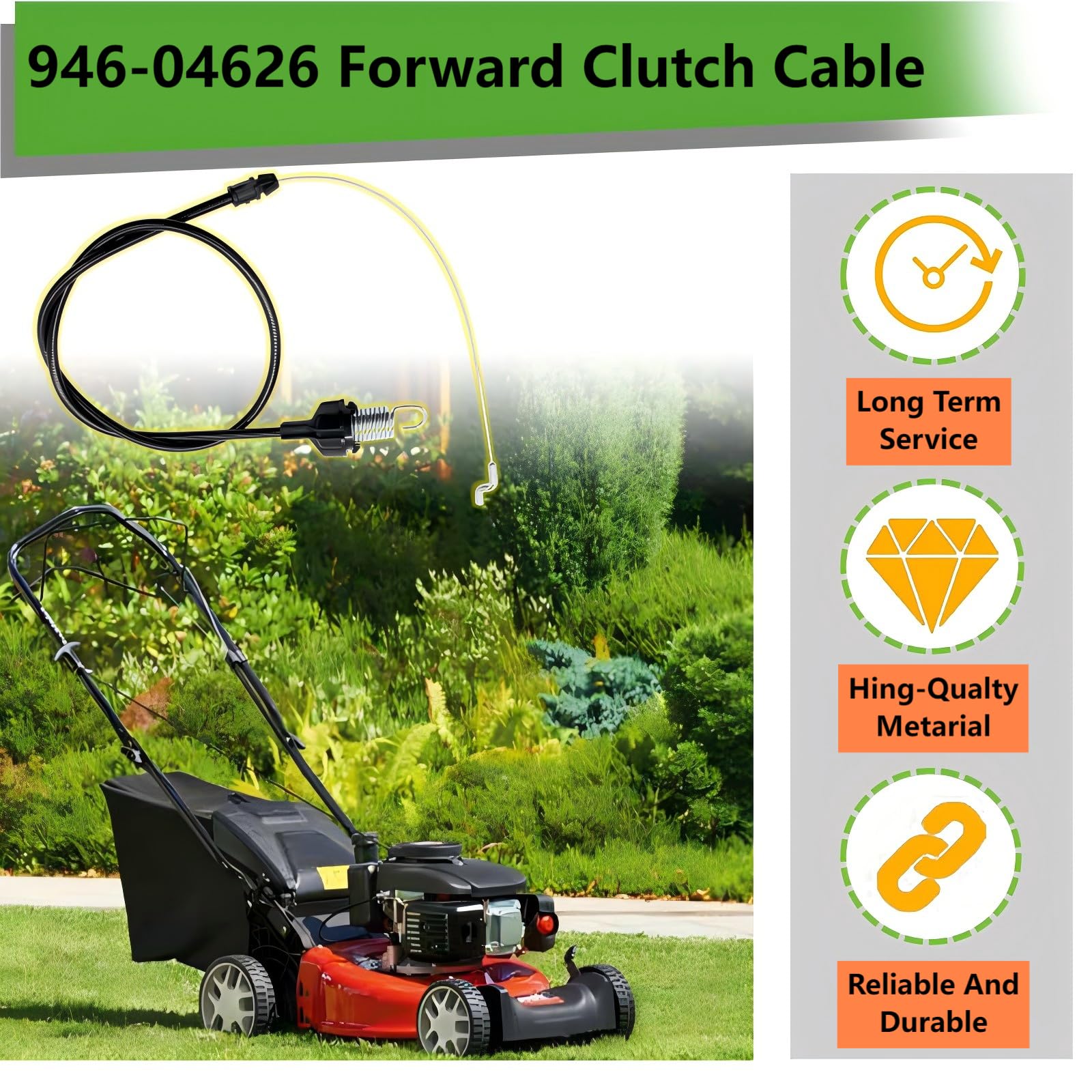 Zhuried Vorwärts-Kupplungszug 946-04626 – Für MTD, Troy-Bilt, Bolens Rasenmäher & Pinne, 101,6 Cm