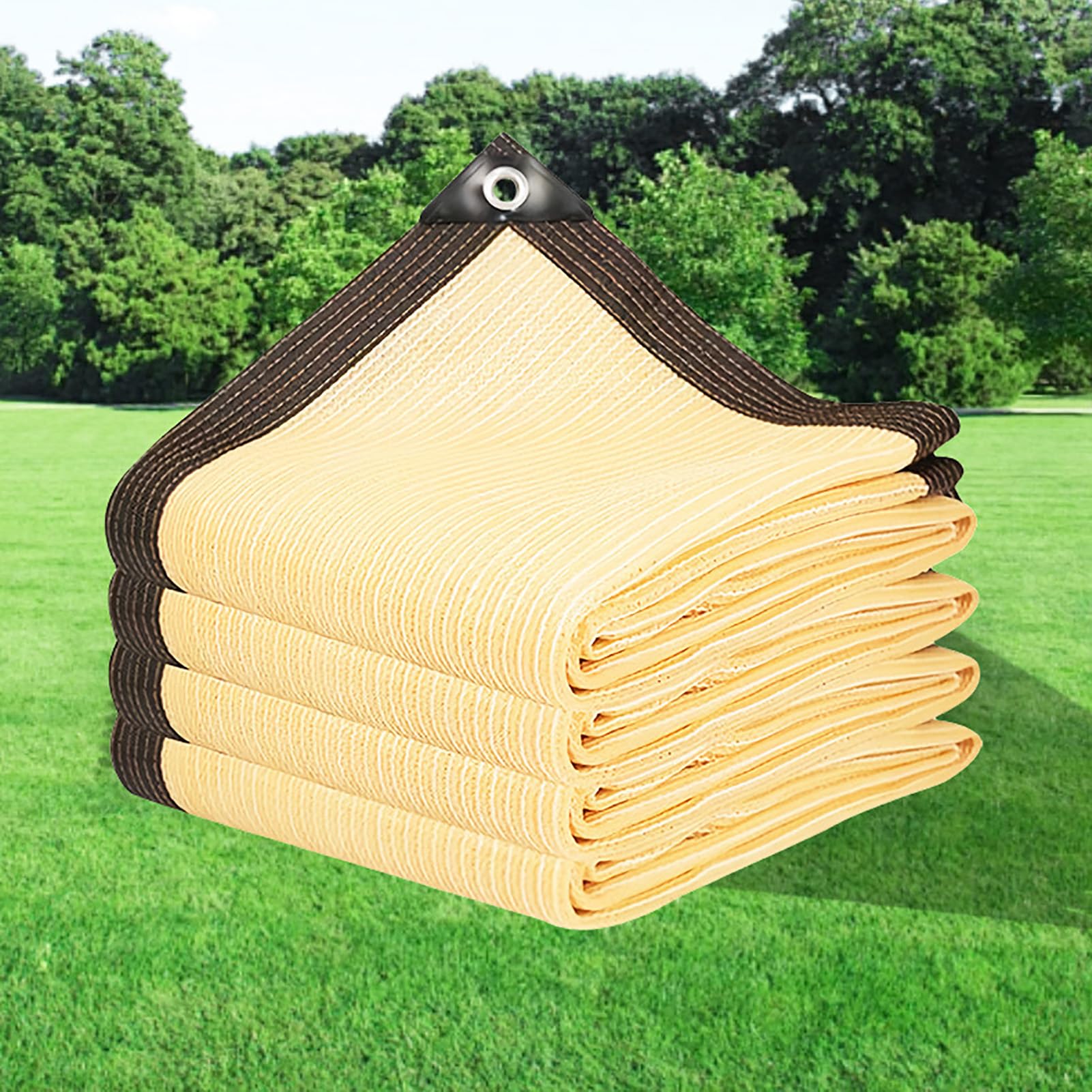 Malla de sombreo del 90% para Patio, jardín e Invernadero, con Ojales, Color Beige, 8x14 m, para Plantas de Exterior.