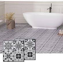 Peel and Stick Floor Tile, 30-Pack 12" x 12" Vinyl Flooring, Waterproof Self-Adhesive Luxury Vinyl Tiles, Easy DIY for Bathroom, Kitchen, Dinning Room, RV, Cover 30 Sq. Black