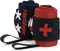 Vista 1 de Harbinger Red Line - Muñequeras de levantamiento de pesas de 18 pulgadas para hombres y mujeres (par)