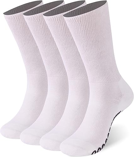 Miniatura 8 de JSPA - Calcetines antideslizantes para diabéticos, para hombres y mujeres, extra anchos, con agarre no vinculante, antideslizantes, de algodón, para