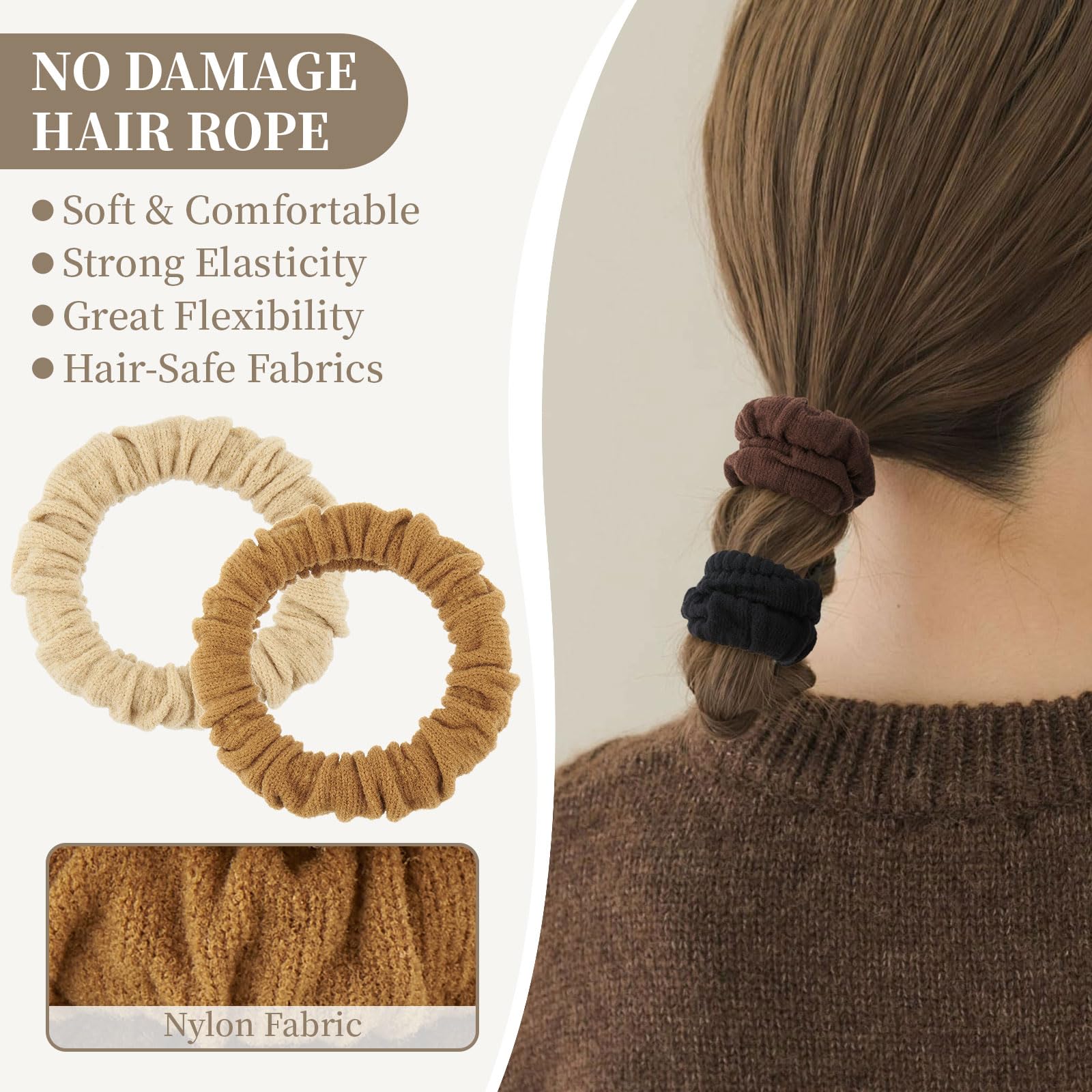 ZOUIQSS 10 Pcs No Damage Hair Ties Thick Hair Elastic Rubber Bands Hair Accessories Scrunchies Seamless for Women(Style8) - Image 3