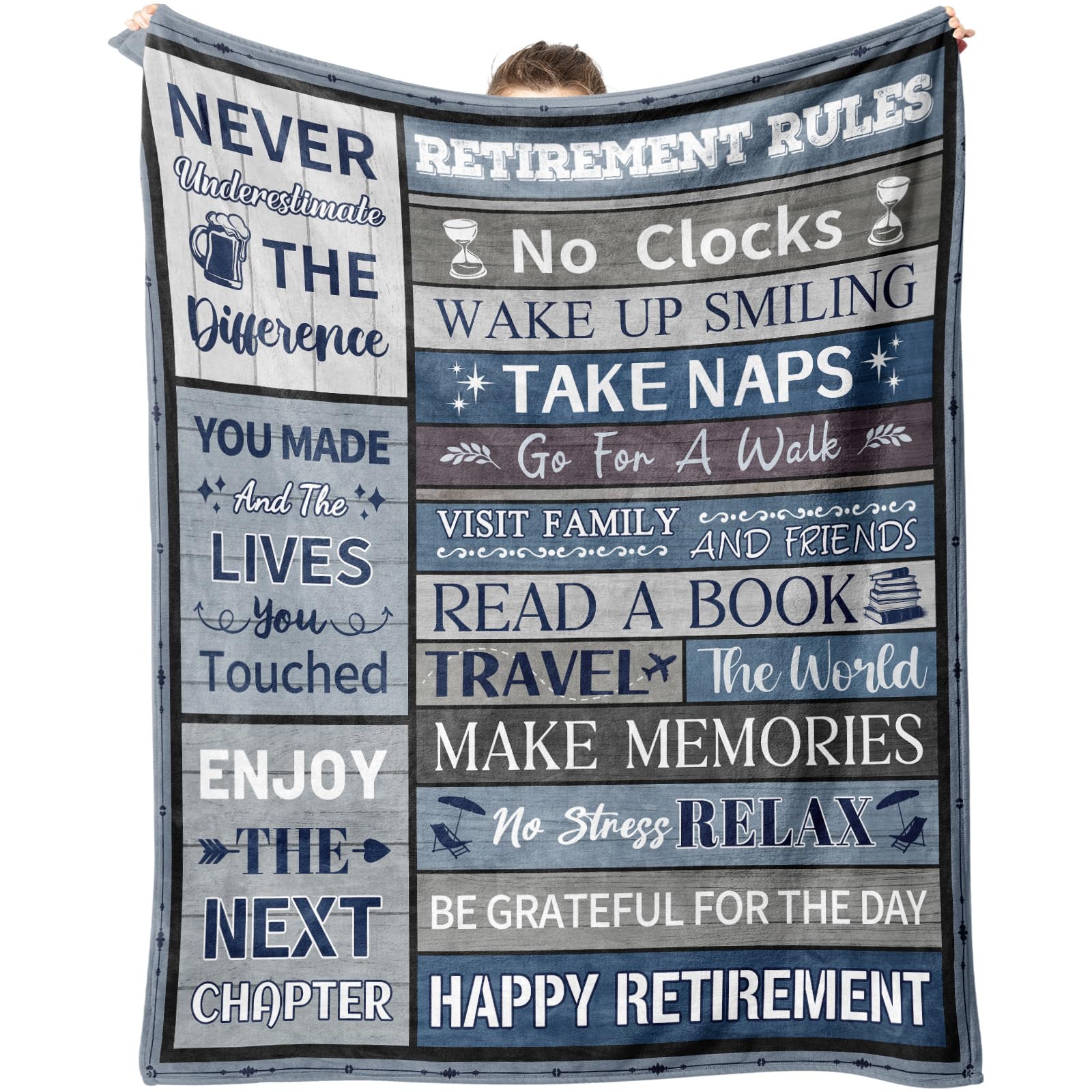 Retirement Gifts for Men, Retirement Gift Ideas Blanket, Funny Retirement Gifts for Men, Farewell Gifts for Coworkers Going Away Goodbye Present for Dad Grandad Friends 150x130cm