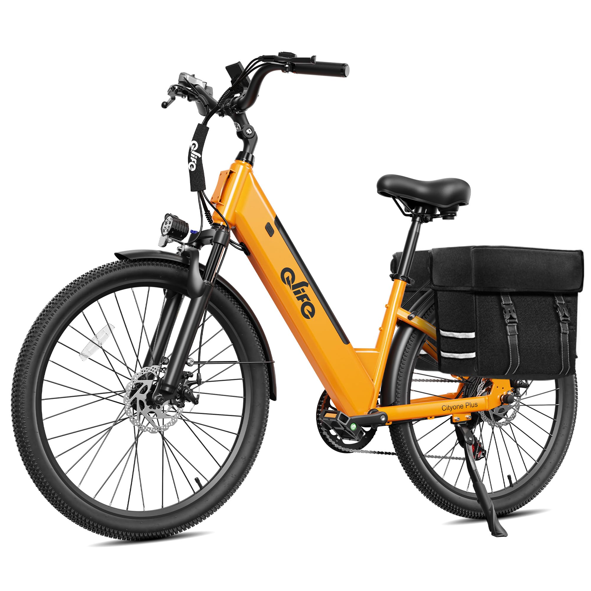 Qlife Cityone Plus step-thru electric commuter bike in yellow