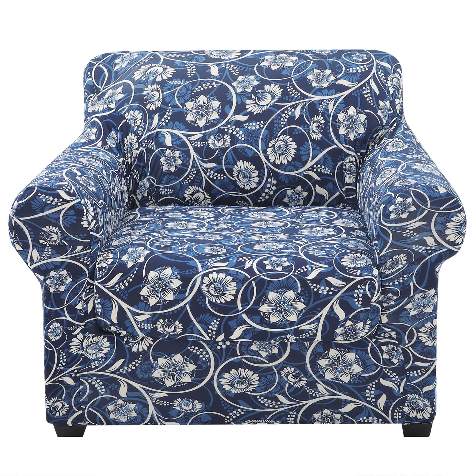 hyha Couch Covers, Chair/Sofa Covers, Floral Pattern, Stretch, Printed, 2 Pieces, Armchair Slipcover, Separate Couch Cushion Slipcover, Furniture Protector for Dogs(Armchair, Baroque)