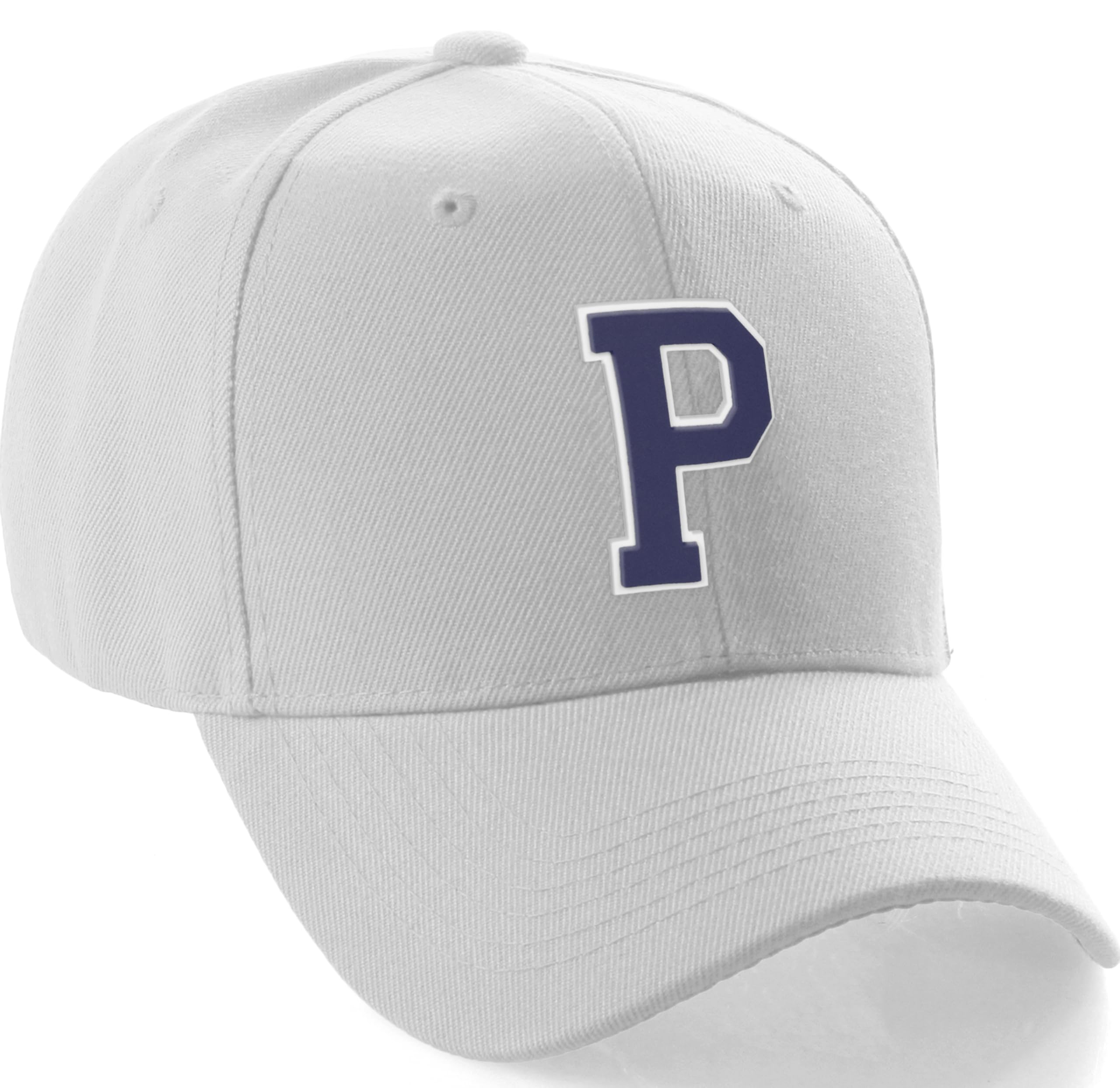 Daxton Classic Baseball Hat Custom A to Z Initial Team White Navy Letter