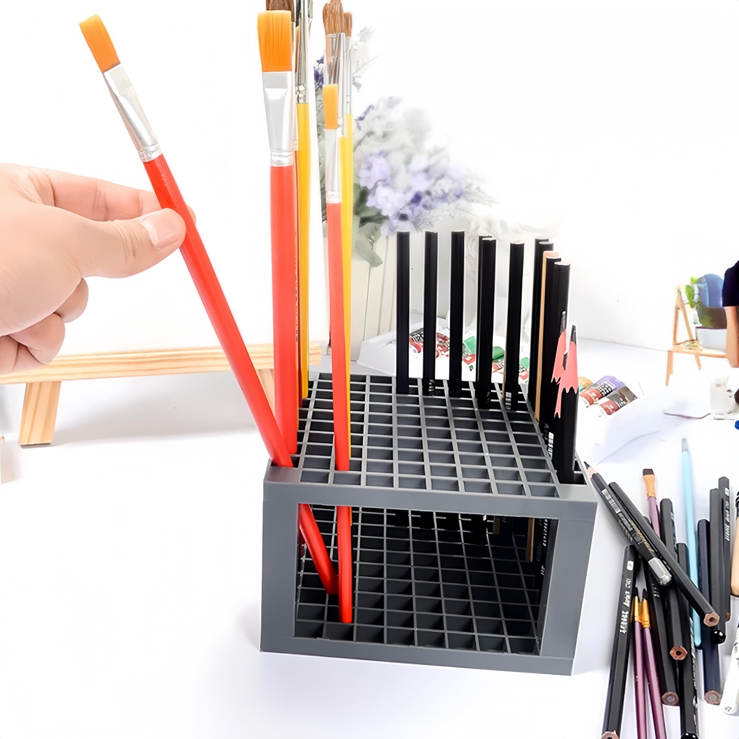 YQLDAHU 2-Pack 96 Holes Pencil & Brush Holder,Plastic Desk Organizer Stand Holder for Pencils,Art brushes,Pens, Paint Brushes, Modeling Tools, Office