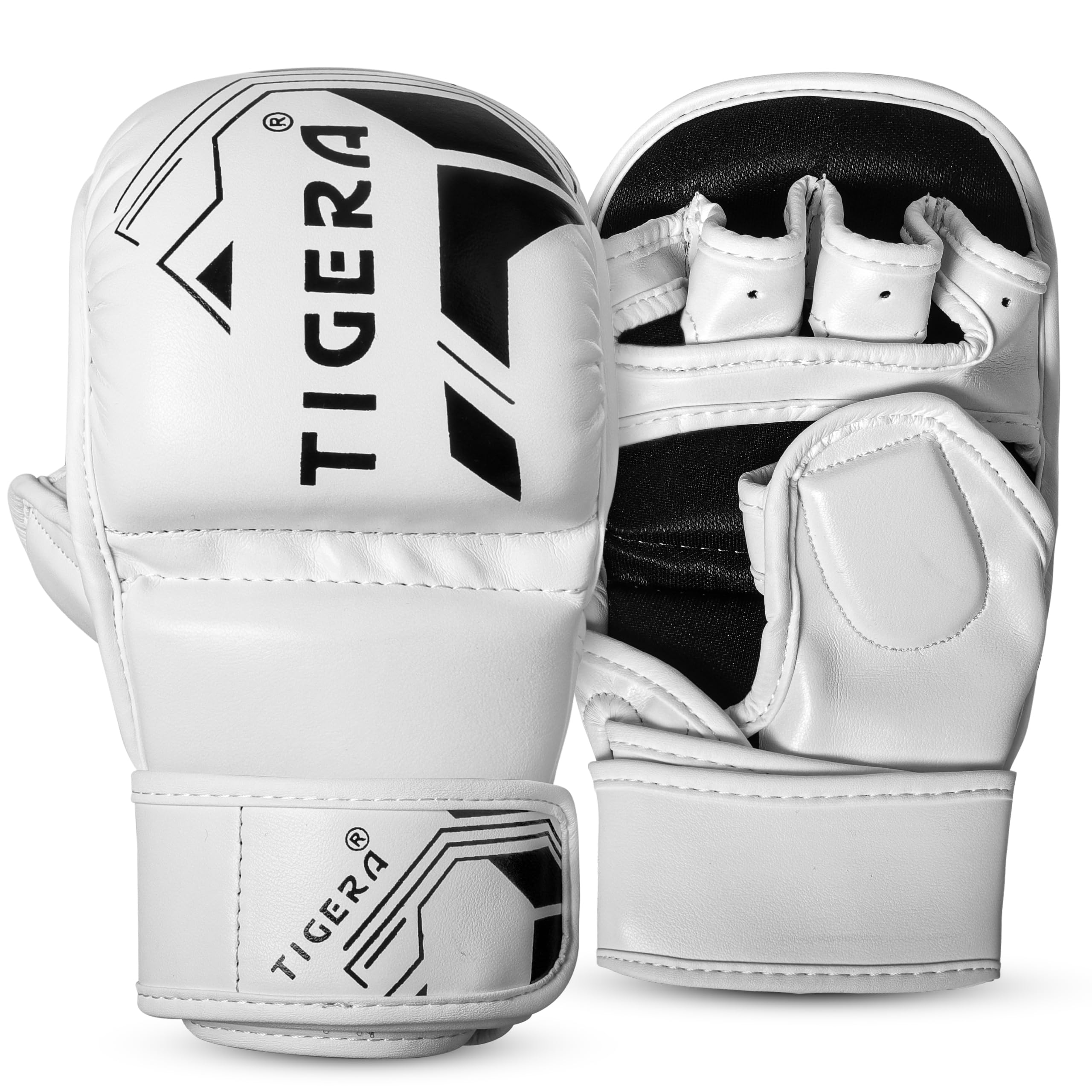 TIGERA Guanti MMA | Open Palm Sparring & Grappling Mitts | Martial Arts for Men & Women | Wrist Support | Combat Sports: MMA, Boxing, Muay Thai, Kickboxing