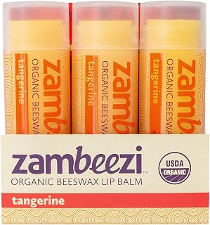 ZAMBEEZI Organic, Fair Trade Beeswax Lip Balm - Tangerine 3 Pack - Ethically Sourced