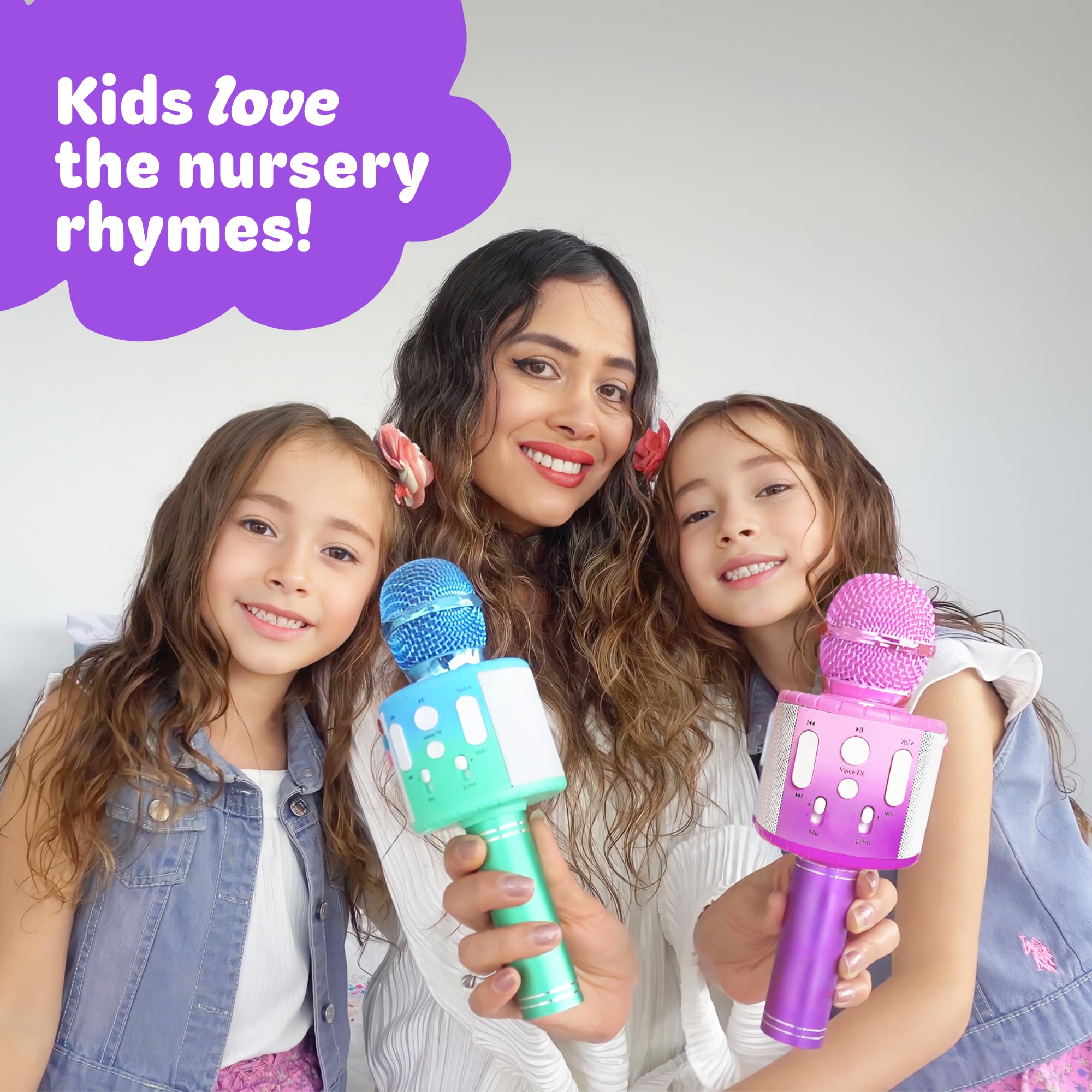 Move2Play, Microfono per karaoke per bambini, include Bluetooth e 15 filastrocche precaricate, regalo di compleanno per ragazze, ragazzi e bambini, giocattolo per ragazze dai 2 ai 3 ai 5 anni, dai 6