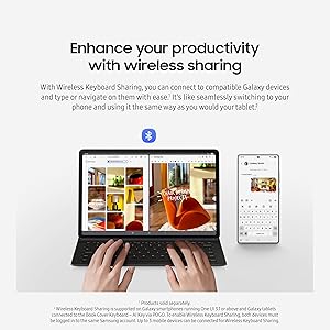 Samsung Galaxy Tab S10 FE+ Book Cover Keyboard Slim  AI Key for Galaxy Tab S10 FE+, Detachable Platform, PC-Like Experience, Wireless Keyboard Sharing, Black