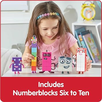 hand2mind Numberblocks Friends Six to Ten Figures Official Licensed Character Action Figure Set, Numbers and Counting Figurines, Pretend Play Toys, for Kids Ages 3, 4, 5, 6, 7