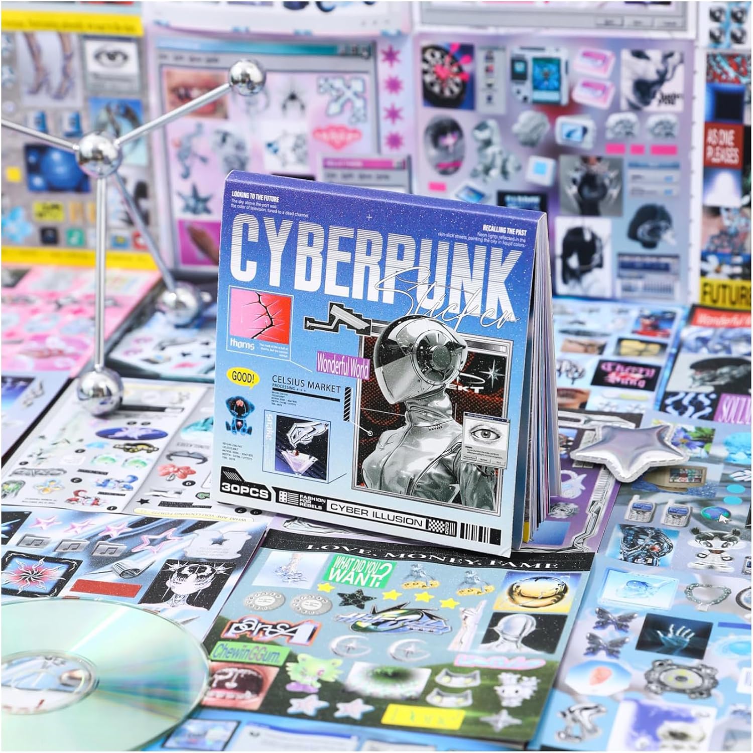 Y2K Sticker Book for Adults, 990+ Aesthetic Stickers, 30 Sheets