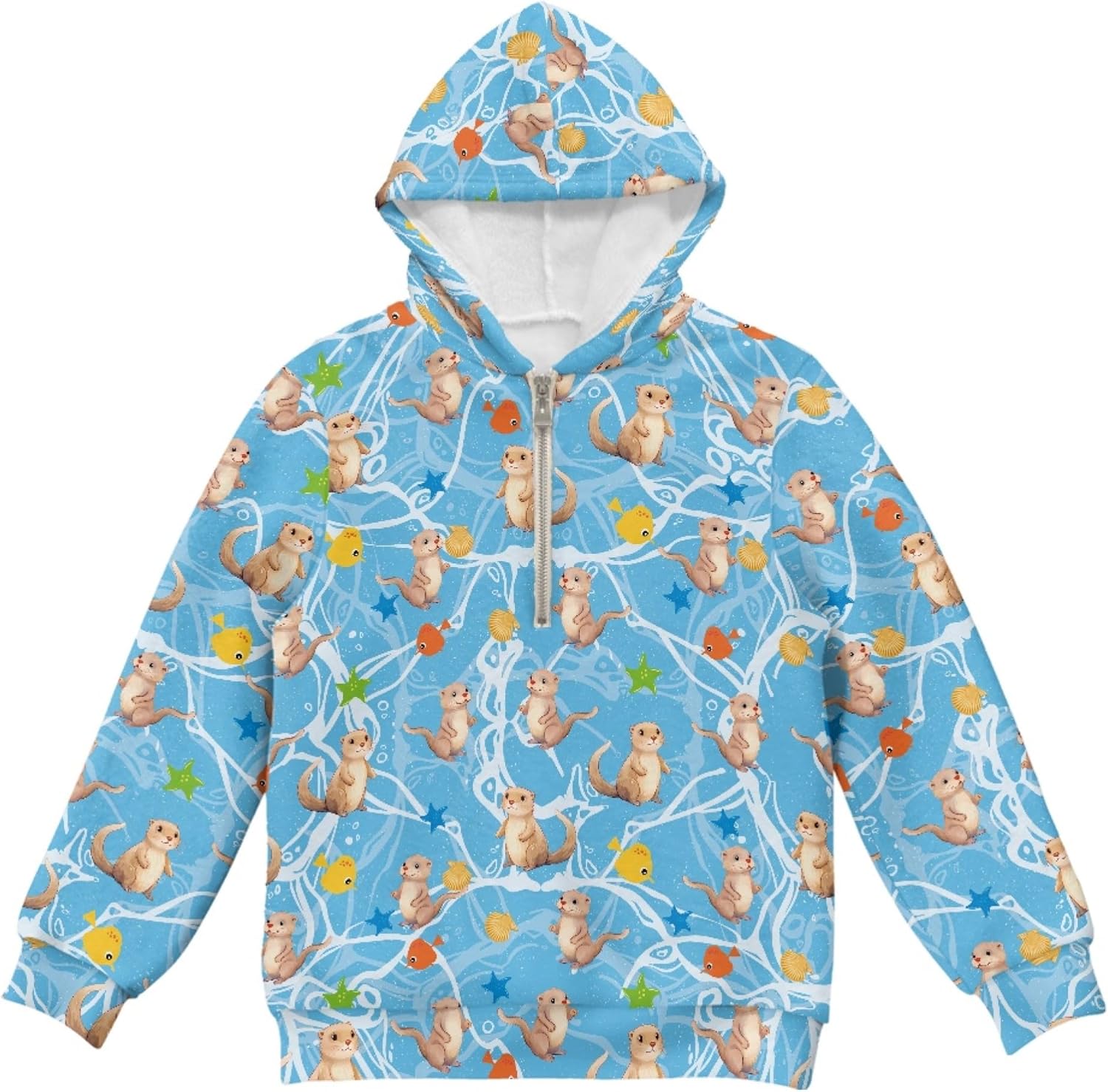 Hawapod Girls Oversized Hoodie Print Daily Fashionable Casual Pullover Sweatshirt Half Zip SSpring Fall Hoodies For Girl