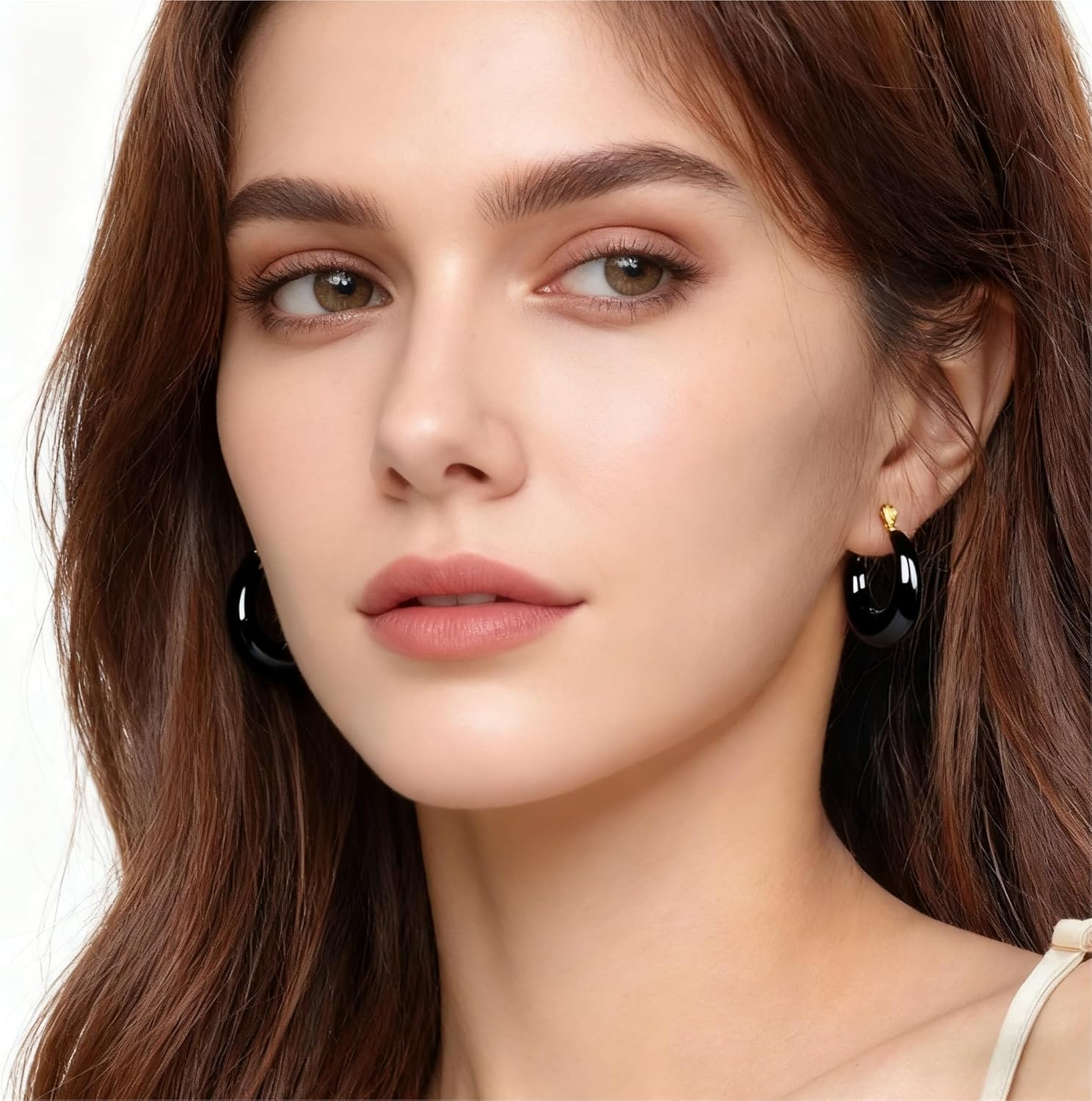 Color Chunky Hoop Earrings, 18K Gold Plated Silver Posts Hypoallergenic Enamel Hoops for Women