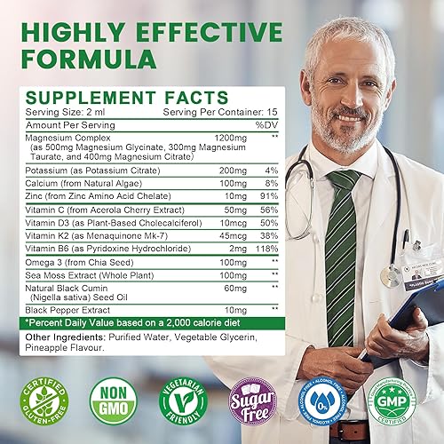 Miniatura 2 de Paquete de 2 suplementos de potasio y magnesio para la salud inmunológica y apoyo muscular, alta absorción, complejo triple de magnesio con