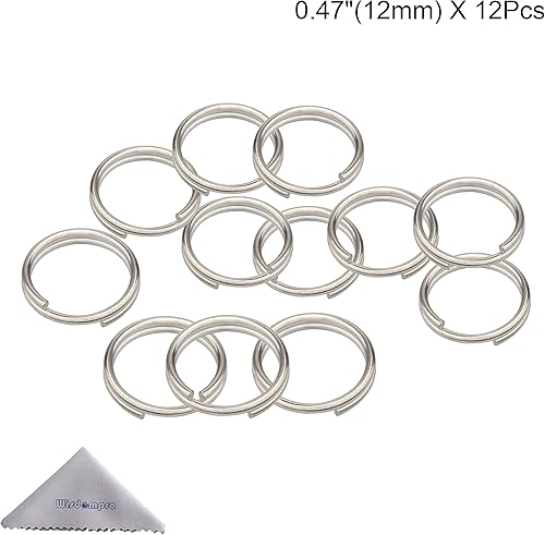 Miniatura 7 de Wisdompro - Juego de 12 anillos de aleación de titanio pequeños (diámetro 0.472 in)