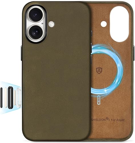 Vista 53 de SHIELDON Funda de cuero genuino para iPhone 17 Pro Max de 6.9 pulgadas 2025, compatible con Magsafe, carga inalámbrica magnética, ajuste delgado