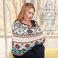 Vista 4 de Funda de lactancia para lactancia, bufanda de lactancia azteca, fundas de asiento de coche para bebé, suave, transpirable, cubierta de cochecito