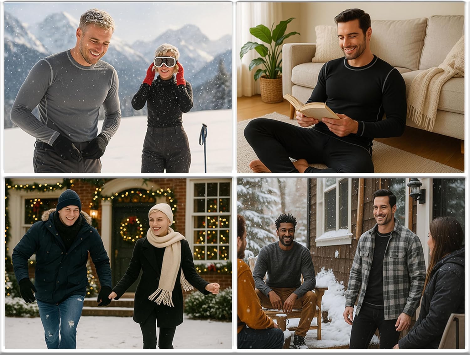 PrinStory Men's Thermal Underwear Long Johns - Cold Weather Base Layer Set Elasticity Top and Bottoms for Men S-2XL - Image 5