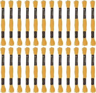 sourcing map 24 madejas de hilo de bordar de 8 m cada uno, hilo de algodón egipcio de fibra larga para proyectos de bordado de pulsera, color amarillo oscuro