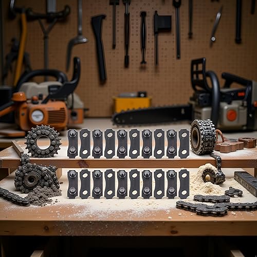 Miniatura 2 de 10sets 38 '' cadena enlace reparación preset correas motosierra cadena unión enlaces 10 x kit de reparación de sierra cadena 38 LP enlace reparación