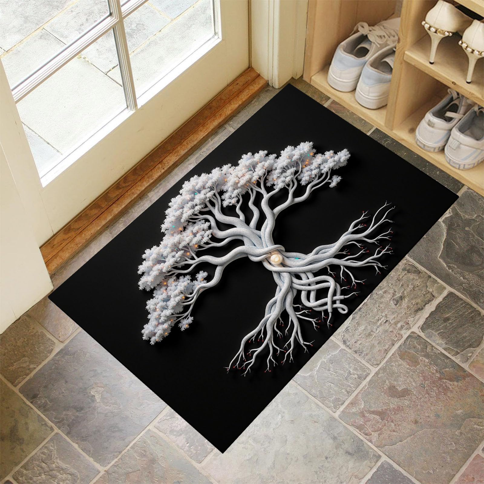 Paillasson magie rétro grand tapis de sol intérieur doux arbre croissance abstrait