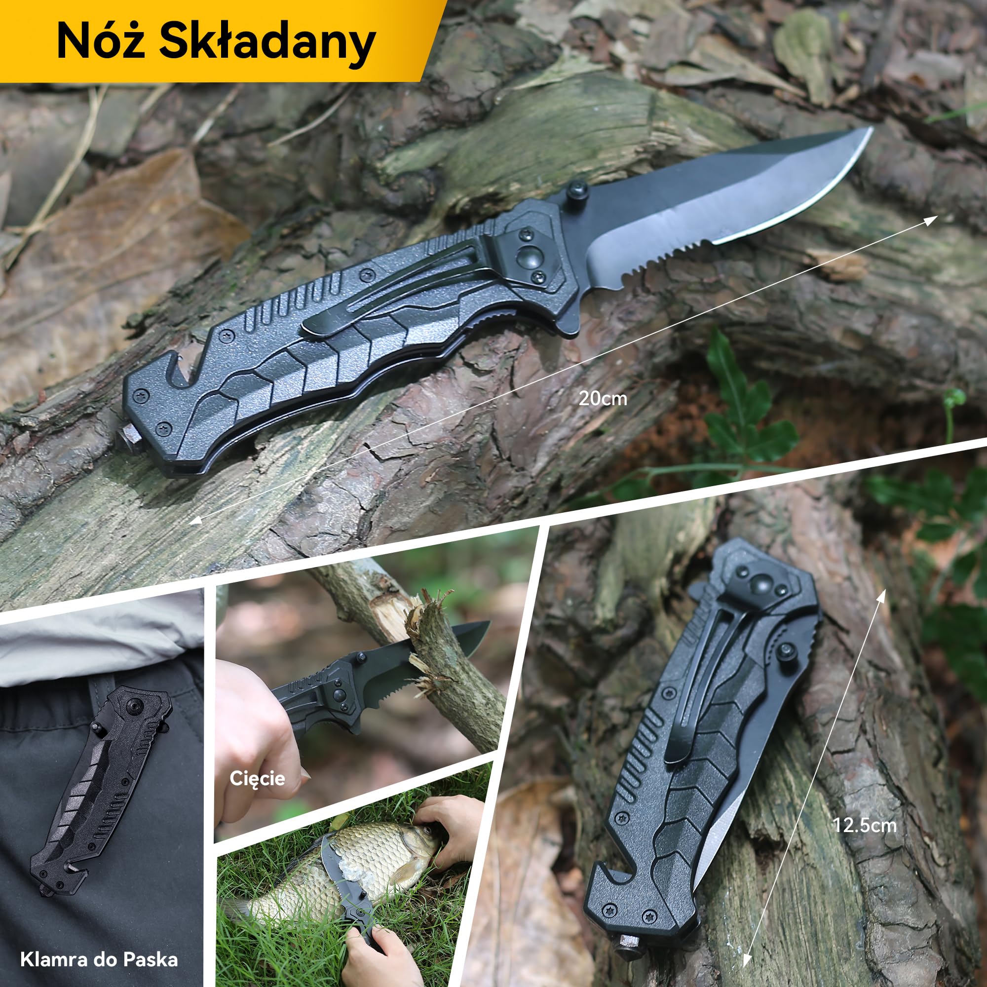 Wielofunkcyjny zestaw survivalowy 13 w 1 i akcesoria kempingowe, krzemień, karta wielofunkcyjna, koc awaryjny, latarka na kemping, wędkowanie, polowanie (nóż 13 w 1)