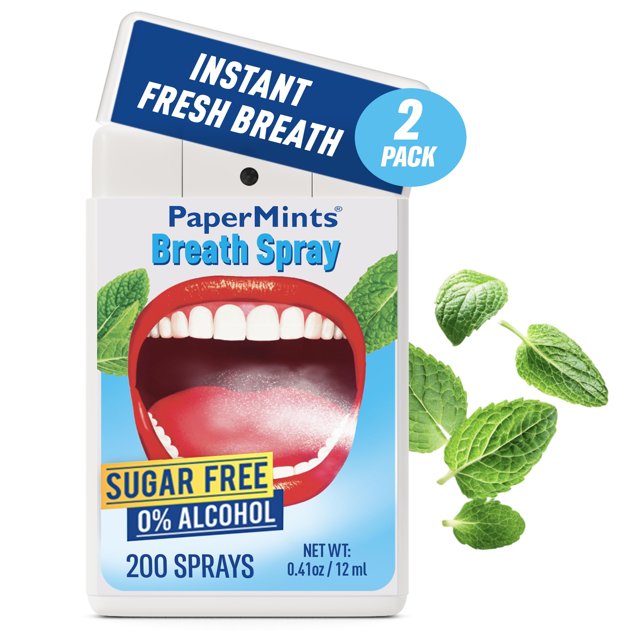Papermints Breath Spray - Instant Fresh Breath 2 pack. Dry Mouth Spray Fresh Breath. Long-Lasting Freshness, Easy-To-Carry. Mint Halitosis Breath