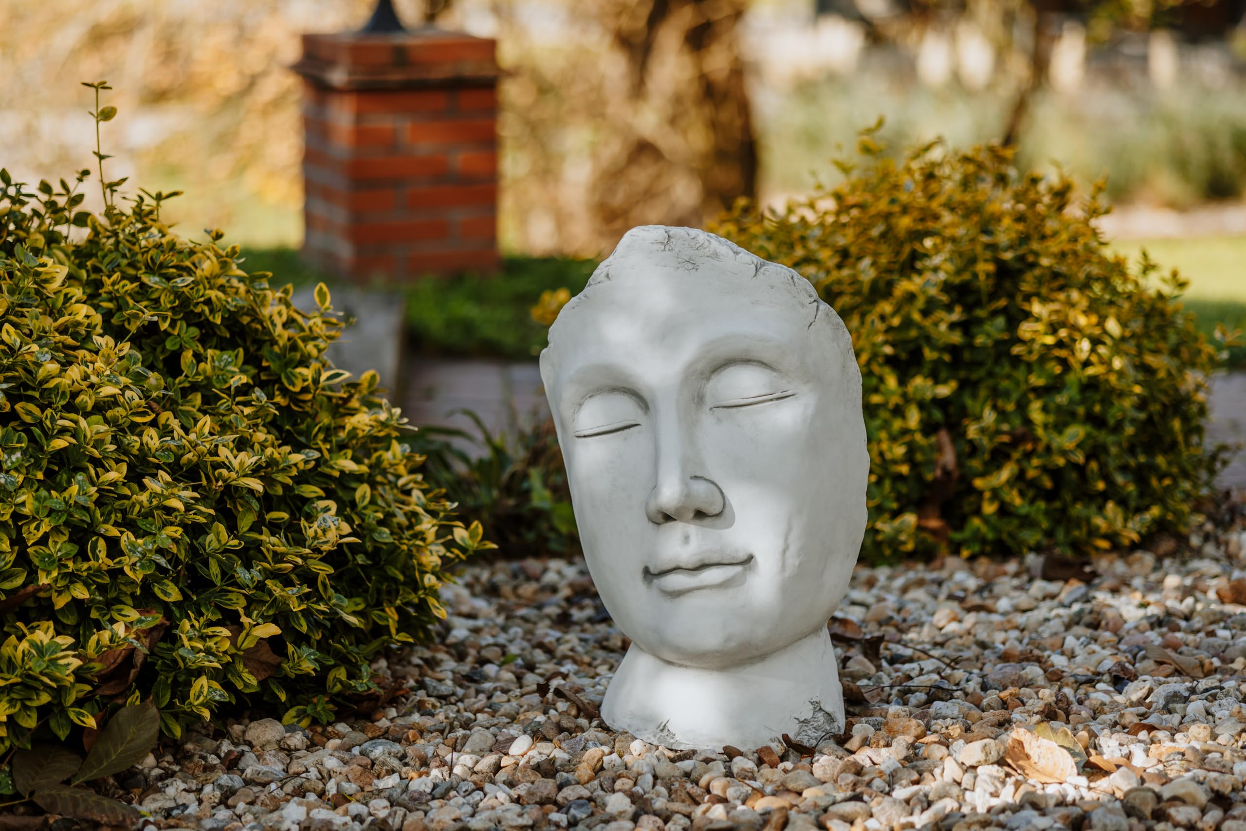 gartendekoparadies.de Büste Skulptur Gesicht, H. 59 cm, 48 kg, Grau, frostsicher aus Steinguss für Außenbereich