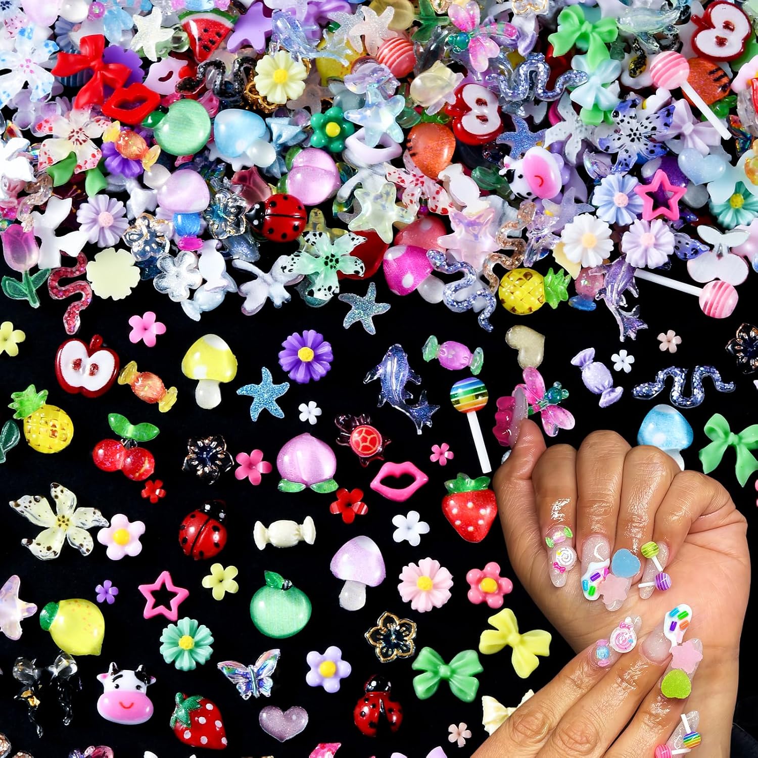 500Pcs 3D Kawaii Nail Charms Y2k Cute Nail Art Charms