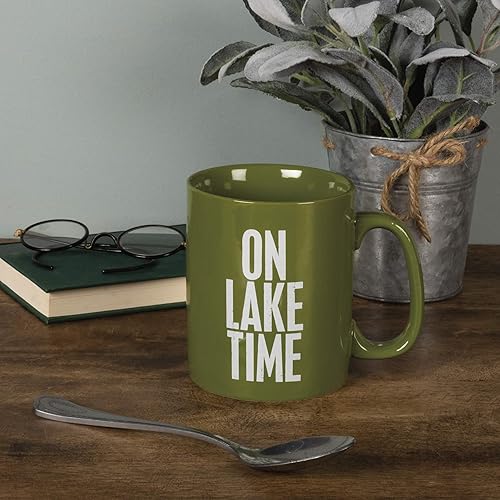 Miniatura 3 de Primitives By Kathy 21675 Taza de café de gres verde, 20 onzas, Lake Time