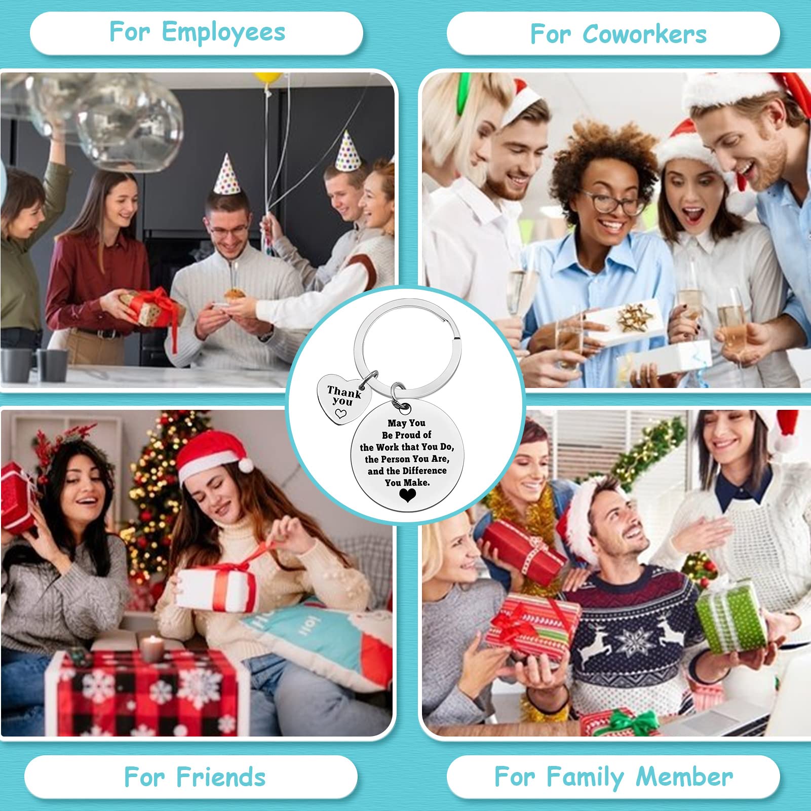 Ximalun 15 Pcs Thank You Gifts Keyring Employee Appreciation Gifts Make a Difference Keyring Gifts for Staff Employee Colleague Thank You Gifts for Nurse Doctor Teacher Mentor Coach Social Worker - Image 3