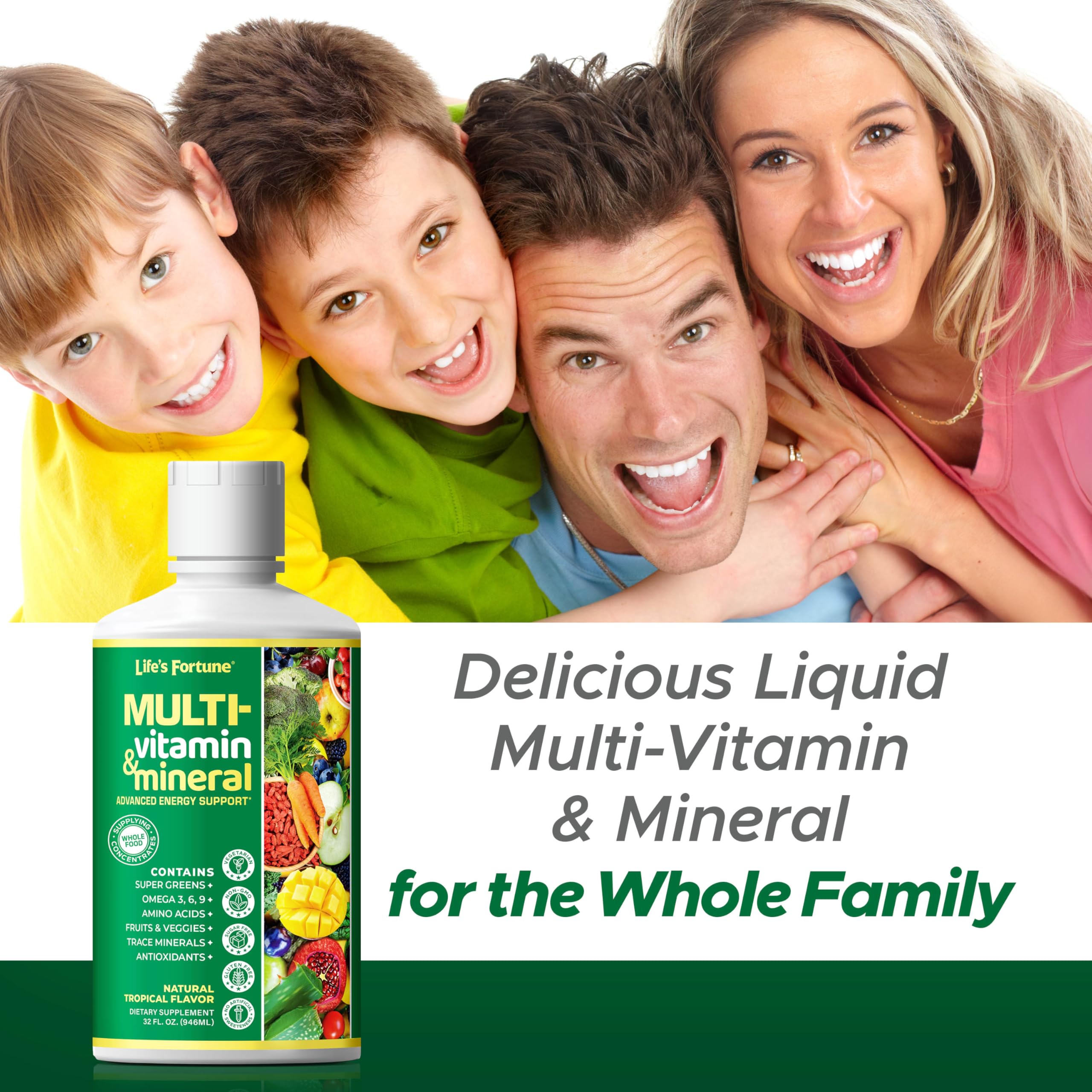 Life’s Fortune Liquid Multivitamin for Adults and Seniors – Fast Absorption Vitamins and Minerals with 90+ Nutrients for Energy and Immune Support – Easy to Digest, Sugar Free, Tropical Flavor, 32 oz — Amazon image 3